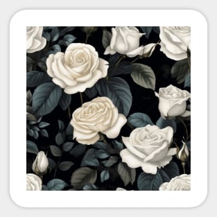 Black and White Roses Floral Print Sticker